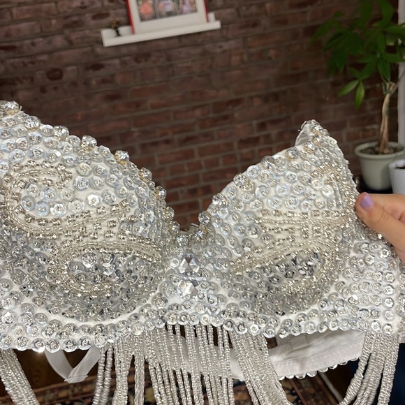Vintage Belly Dance Top Bra Sequin Beads Clubwear Stage Costumes for Halloween - Picture 5 of 14